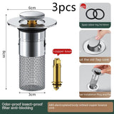 Long Pop-Up Sink Drains Filter Bathroom Press Bounce Basin Plug Stopper Wash Basin Hair Catcher Sink Strainer Kitchen Supplies